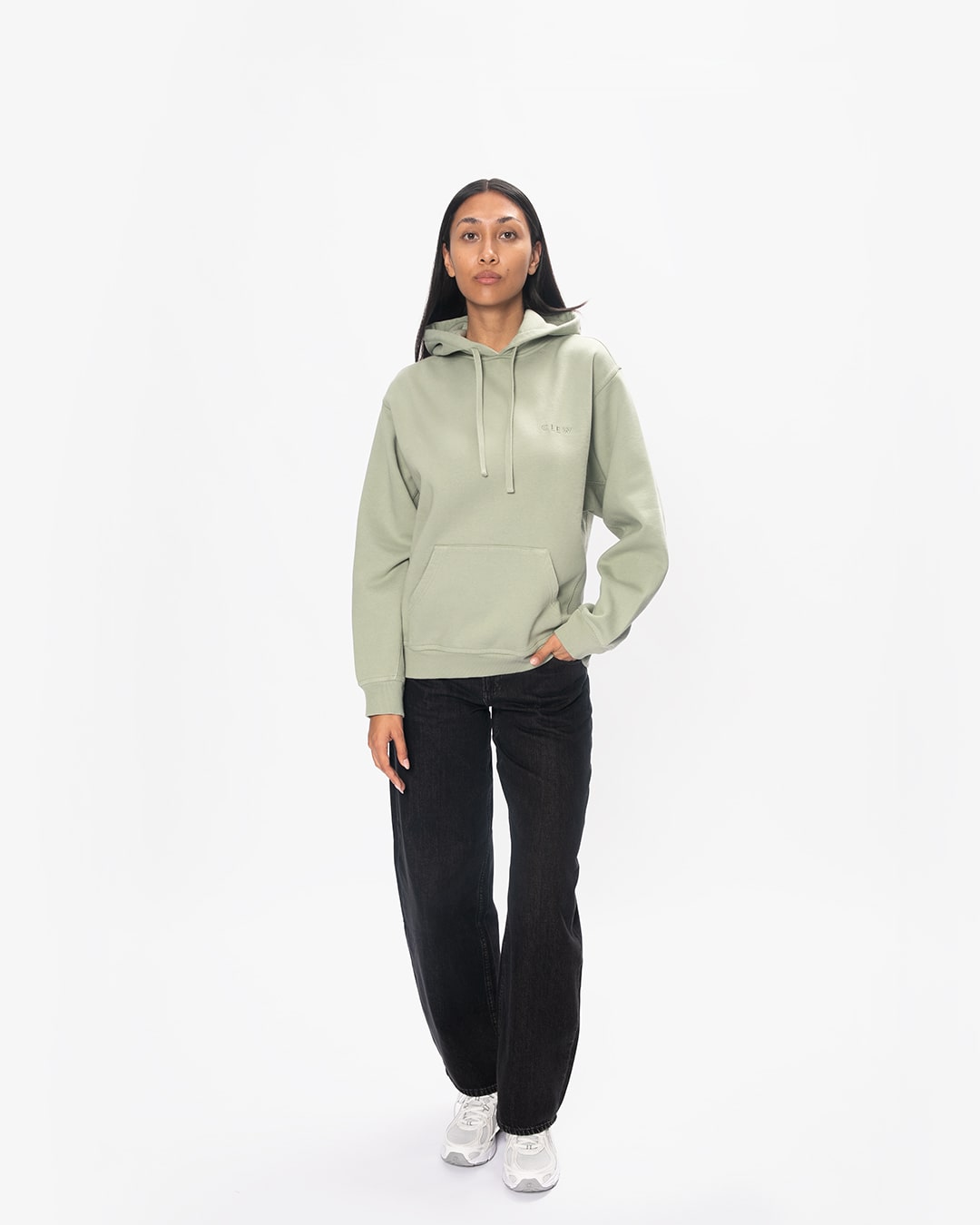 CLEW Mesh Knit Hoodie Sage Green
