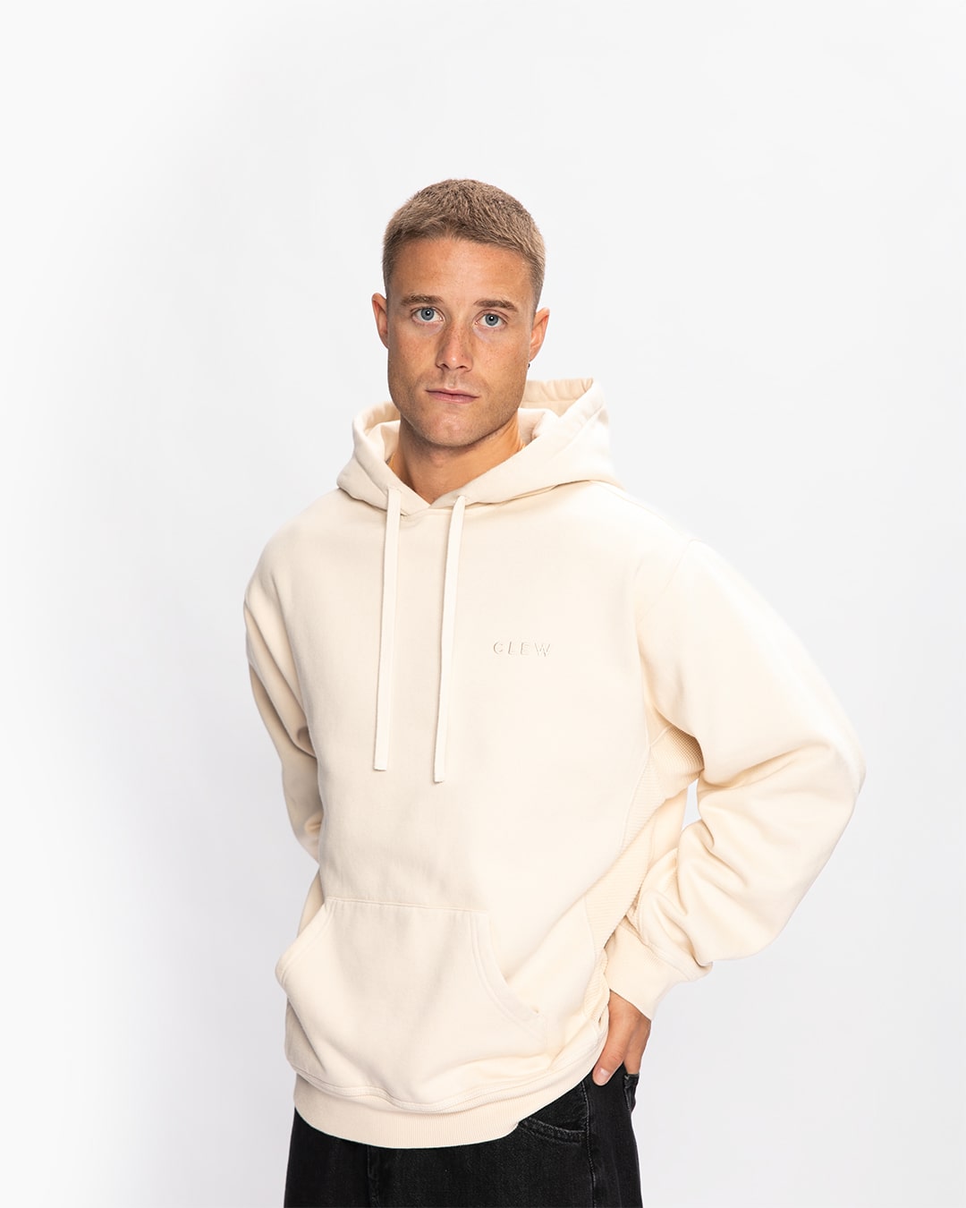 CLEW Mesh Knit Hoodie Sand