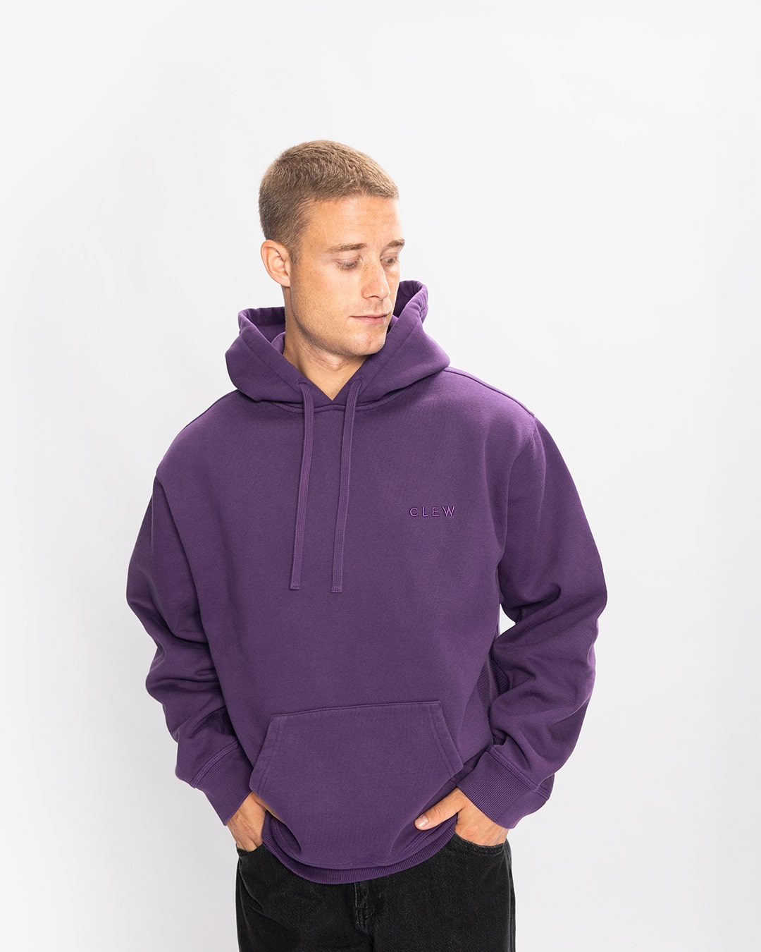 CLEW Mesh Knit Hoodie Purple
