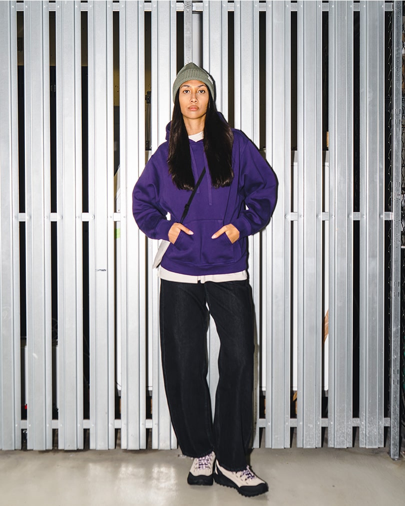 CLEW Mesh Knit Hoodie Purple